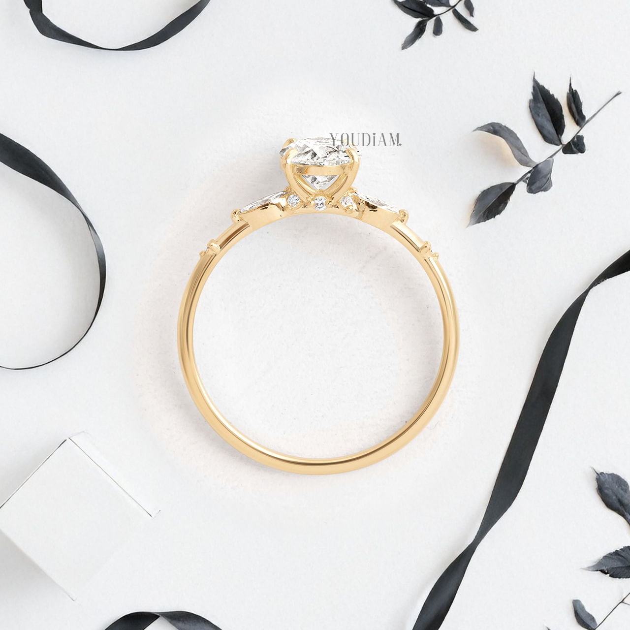 Oval Lab Diamond with Tiny Accented Diamonds Ring - YDJLR78