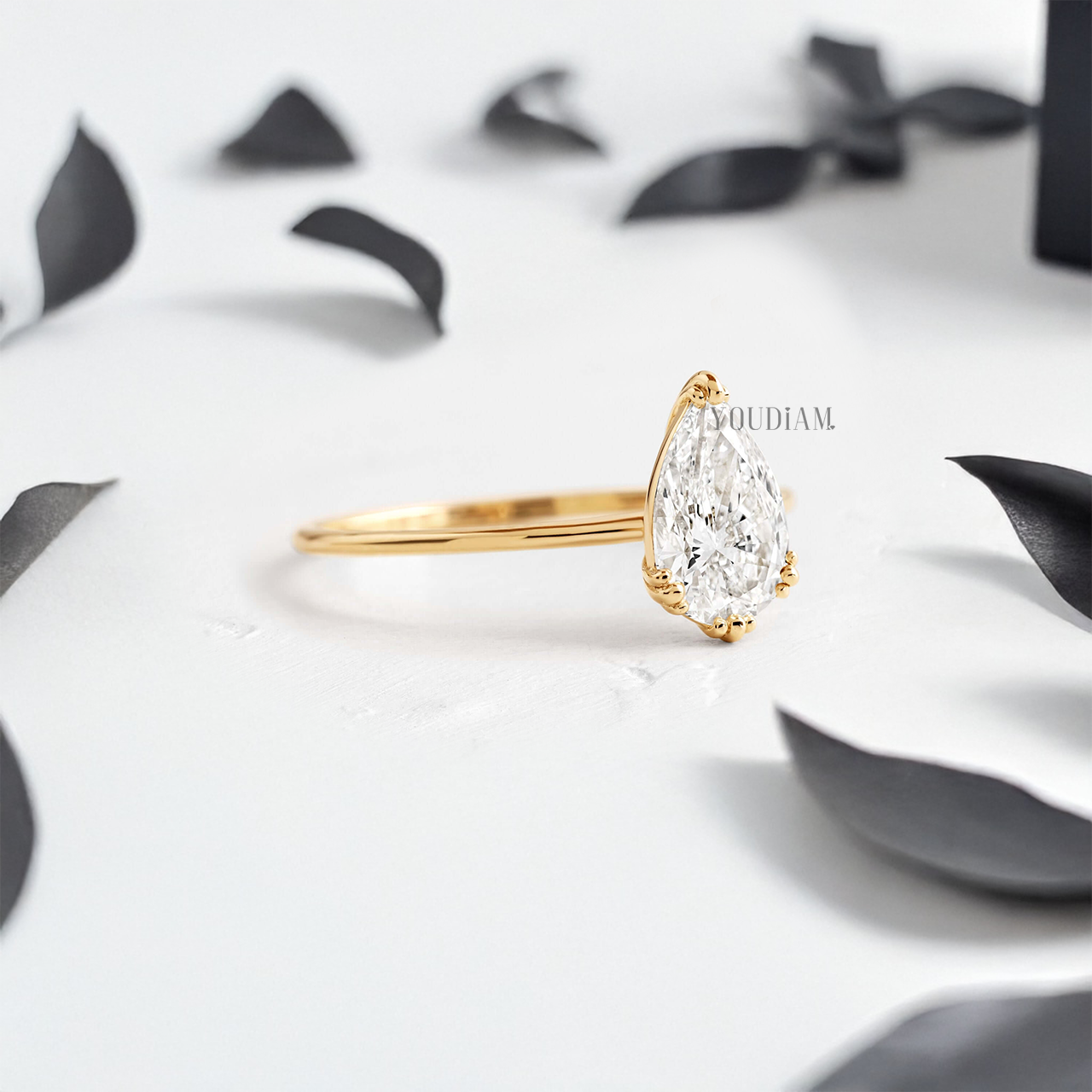 Pear Lab Diamond with Trio-Prongs Ring - YDJLR67