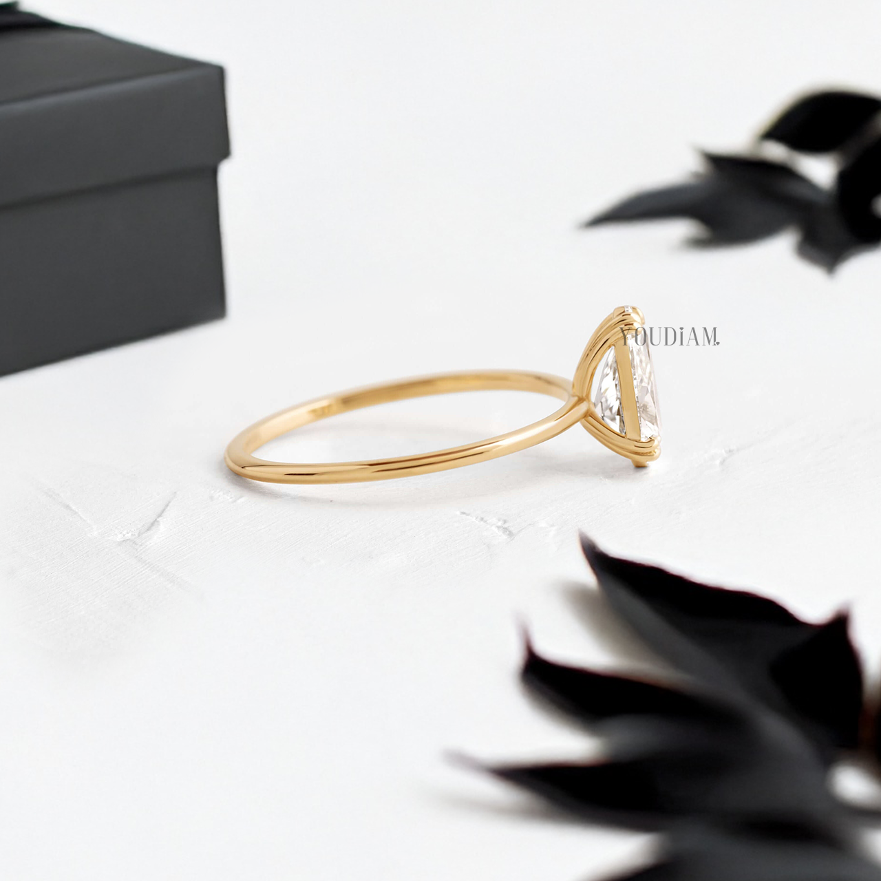 Pear Lab Diamond in Four Double-Prongs Ring - YDJLR88