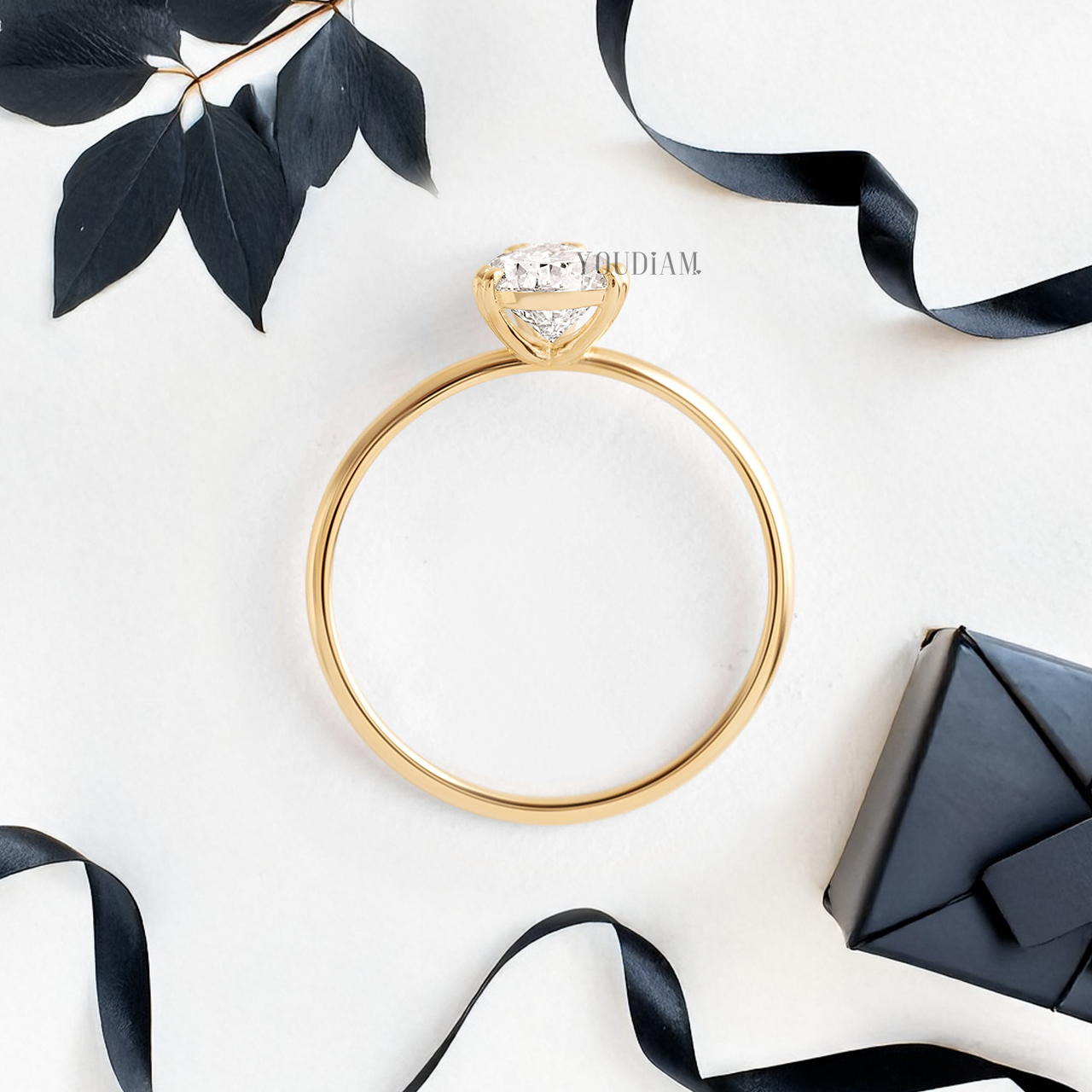 Pear Lab Diamond in Four Double-Prongs Ring - YDJLR88