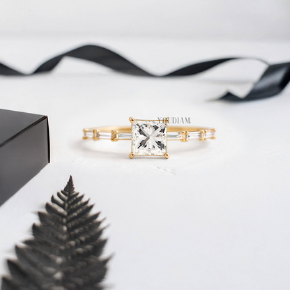 Princess Lab Diamond Accented by Baguette Diamonds Ring - YDJLR52