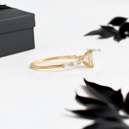 Princess Lab Diamond Accented by Baguette Diamonds Ring - YDJLR52