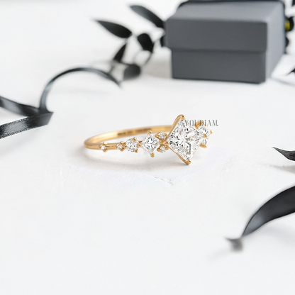 Princess Lab Diamond in Tripple Princess Diamonds Setting Ring - YDJLR61