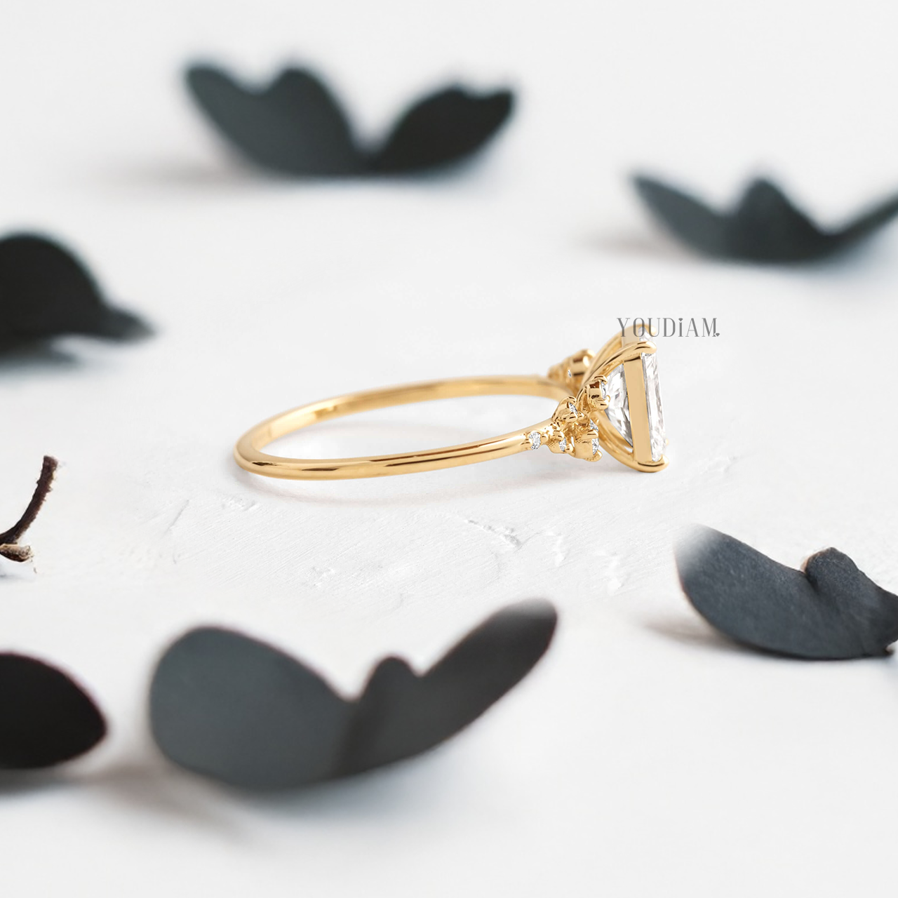 Radiant Lab Diamond with Accent Diamonds Ring - YDJLR94