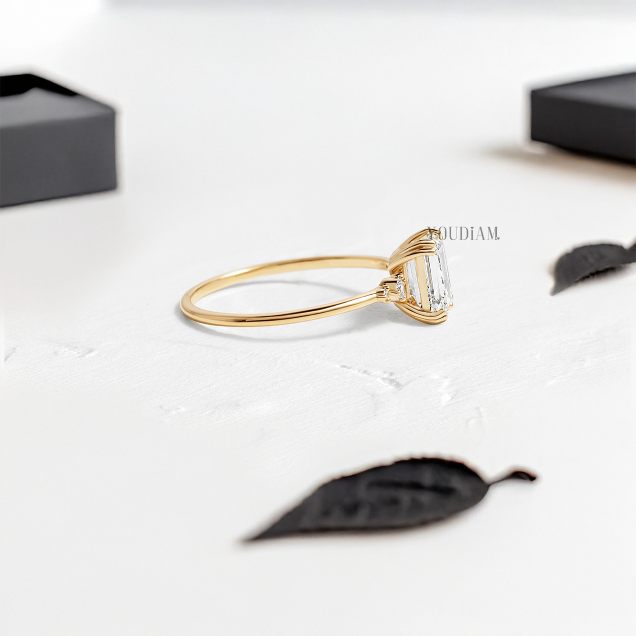 Radiant Lab Diamond with Side Diamonds Ring - YDJLR100