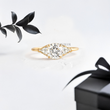 Round Lab Diamond and Two Side Pear Diamonds Ring - YDJLR58
