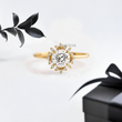 Round Lab Diamond in Halo of Round Diamonds Ring - YDJLR49