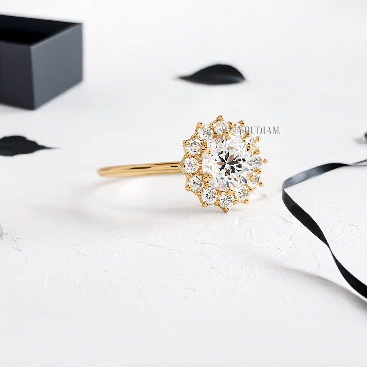 Round Lab Diamond with Accented Halo Ring - YDJLR12