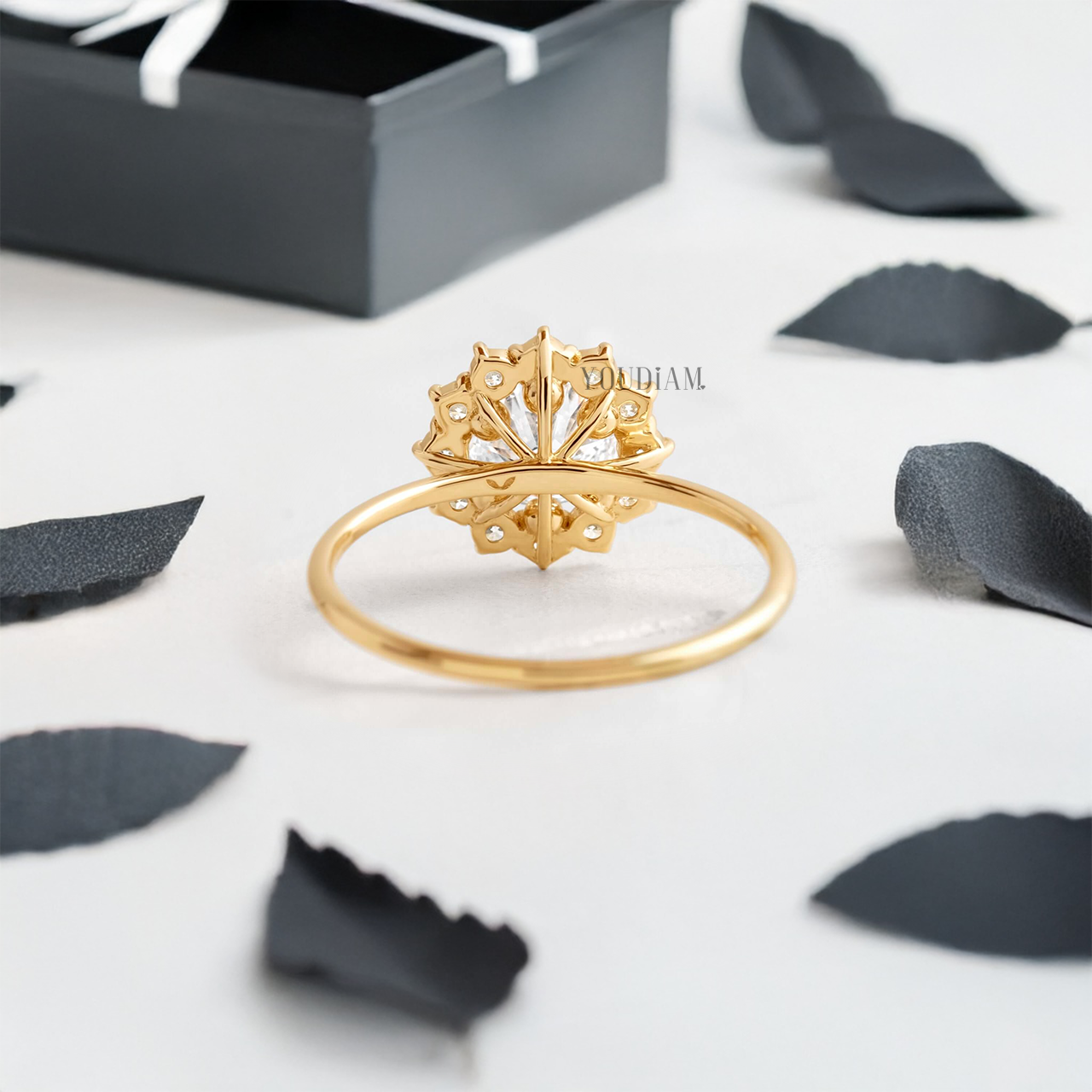 Round Lab Diamond with Accented Halo Ring - YDJLR12