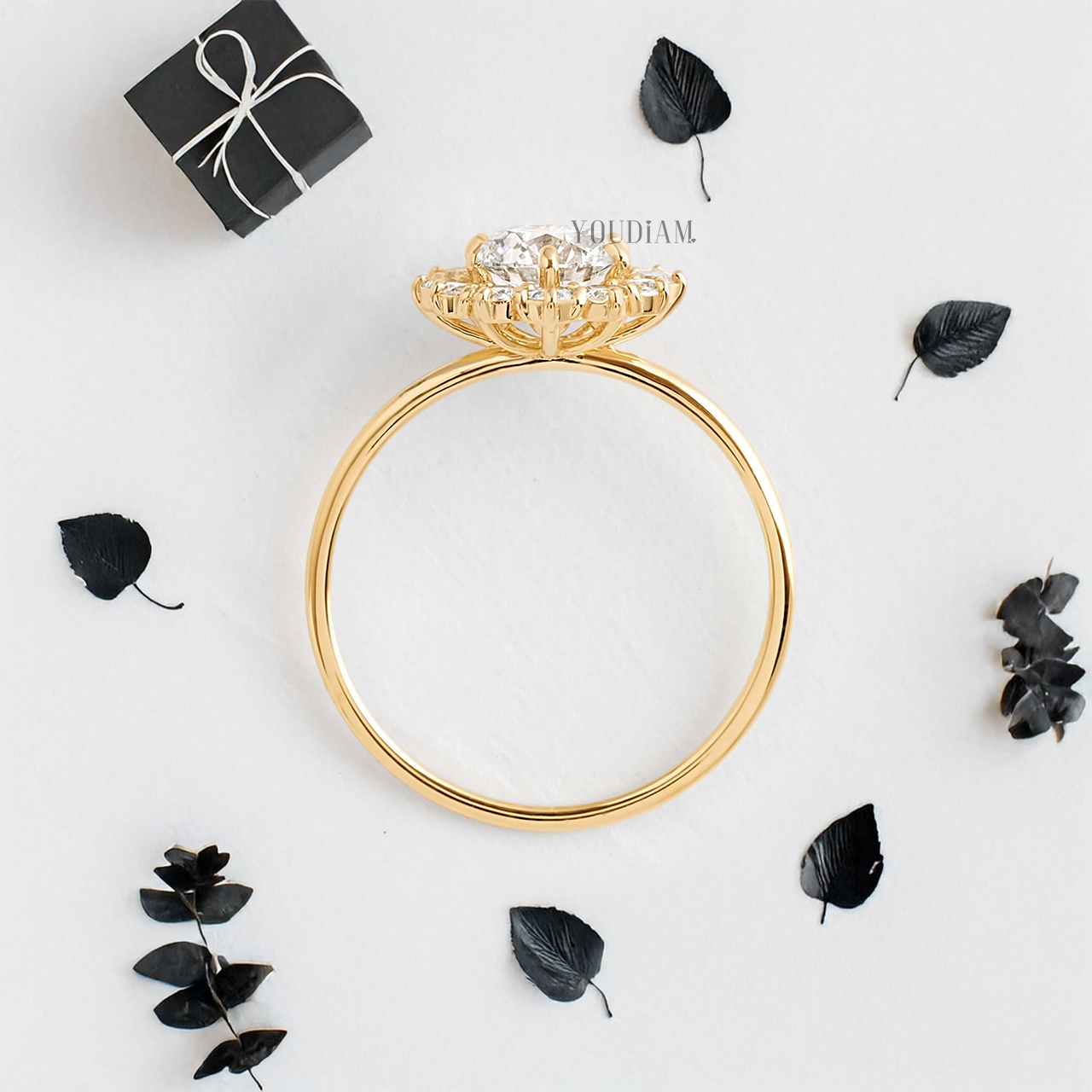 Round Lab Diamond with Accented Halo Ring - YDJLR12