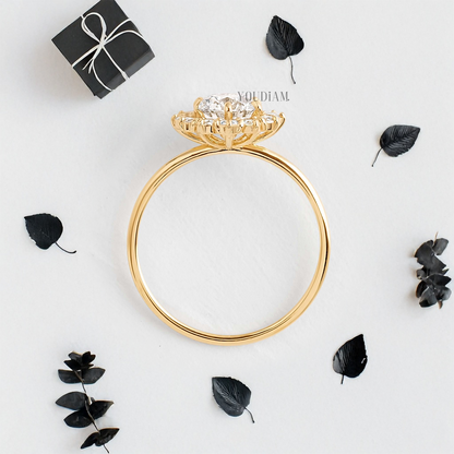 Round Lab Diamond with Accented Halo Ring - YDJLR12