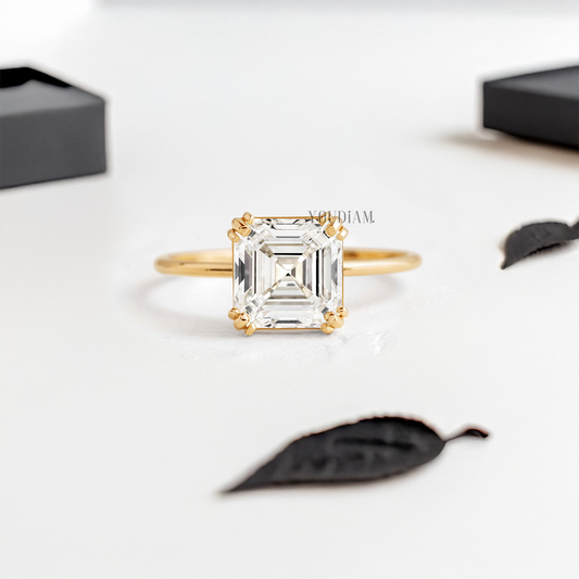 Asscher Lab Diamond with Trio-Prongs Ring - YDJLR45