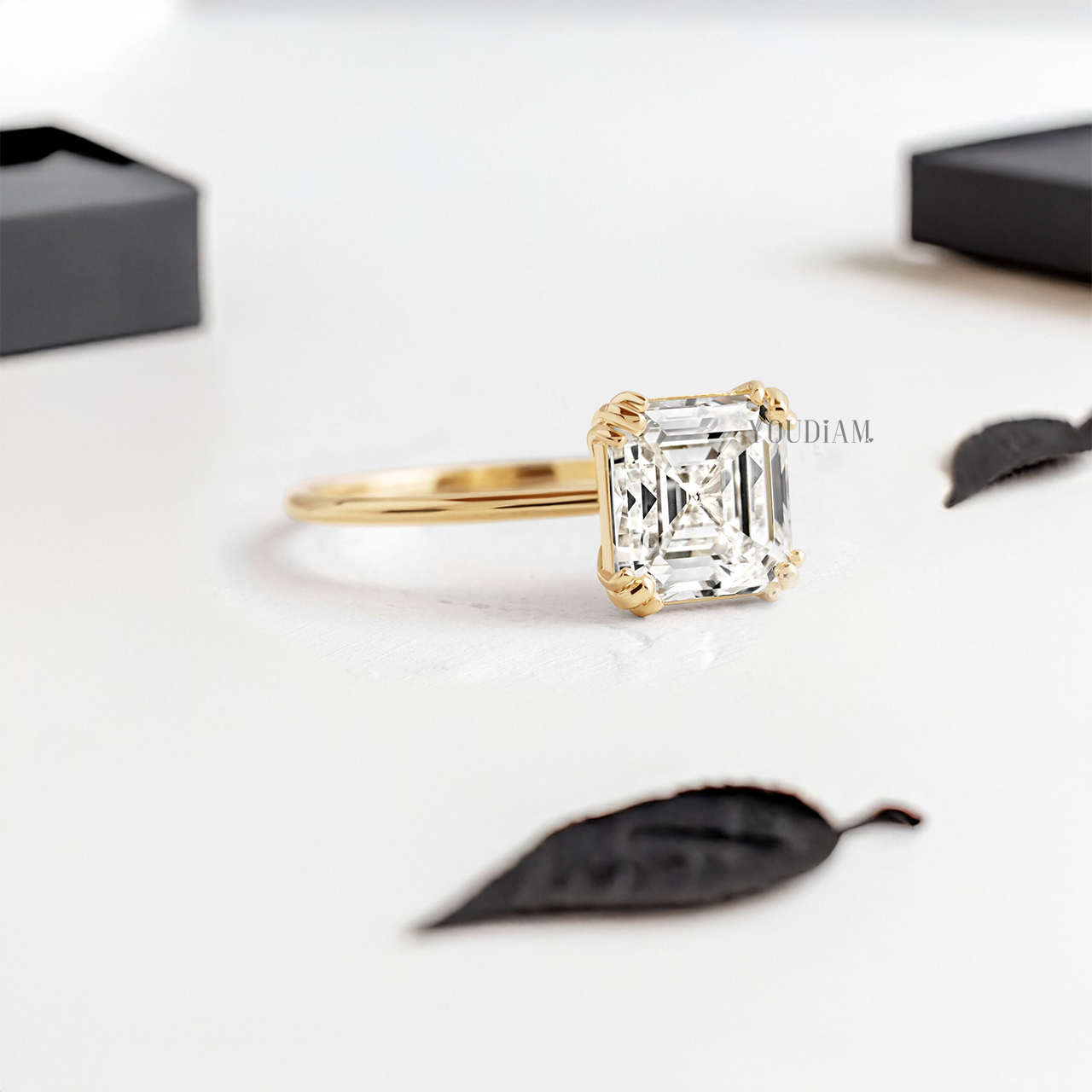 Asscher Lab Diamond with Trio-Prongs Ring - YDJLR45