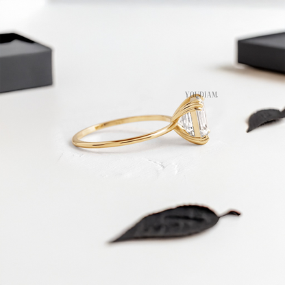 Asscher Lab Diamond with Trio-Prongs Ring - YDJLR45