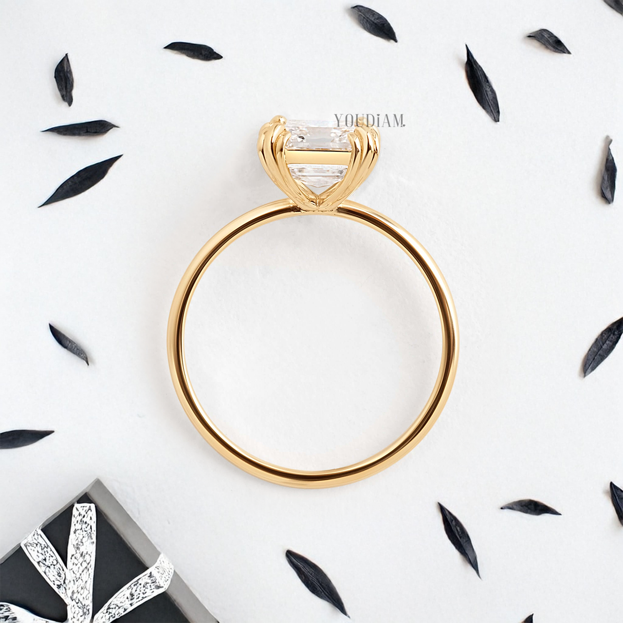 Asscher Lab Diamond with Trio-Prongs Ring - YDJLR45