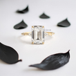 Emerald Lab Diamond with Tiny Accented Diamonds Ring - YDJLR14