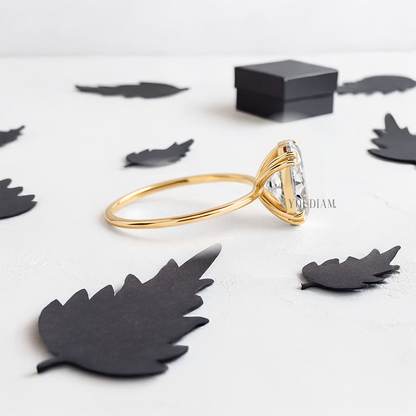 Oval Lab Diamond with Double-Prongs Ring - YDJLR15