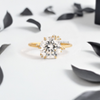 Round Lab Diamond with Scattered Accent Diamonds Ring - YDJLR31