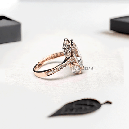 Moval Lab Diamond with Marquise and Round Lab Diamonds in Side Band - YDJLR201