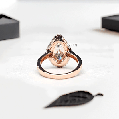 Moval Lab Diamond with Marquise and Round Lab Diamonds in Side Band - YDJLR201