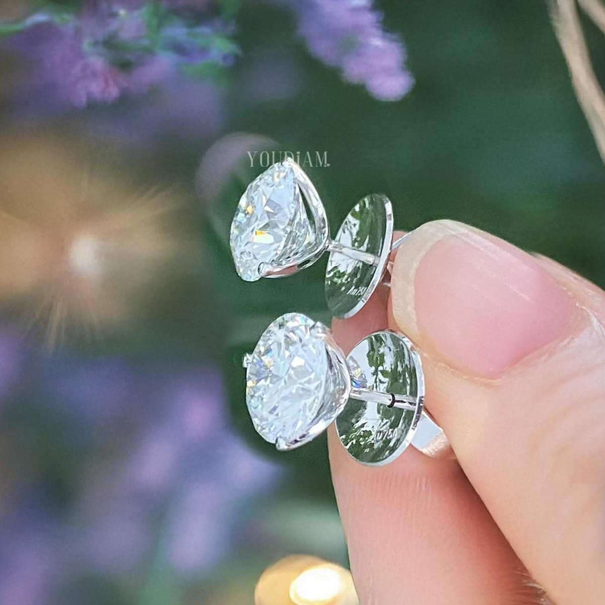 2.5ct Each Round Lab Grown Diamond Stud Earrings - EUDER01