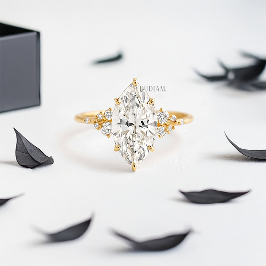 Marquise Lab Diamond with Accent Diamonds Ring - YDJLR23