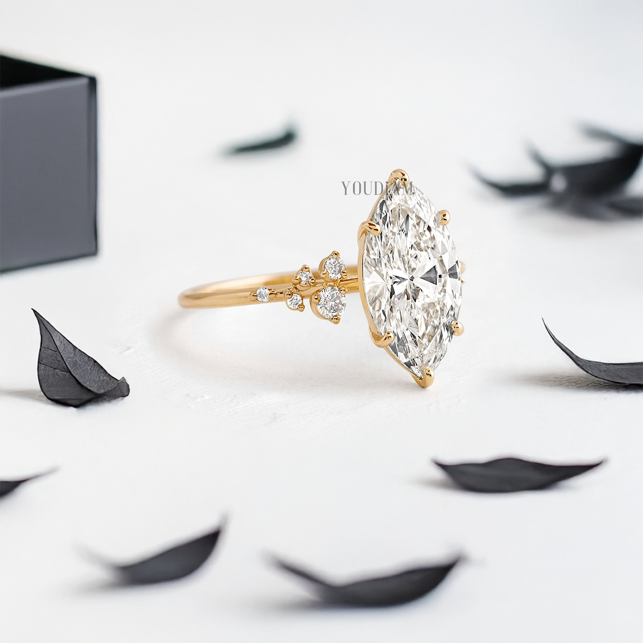 Marquise Lab Diamond with Accent Diamonds Ring - YDJLR23