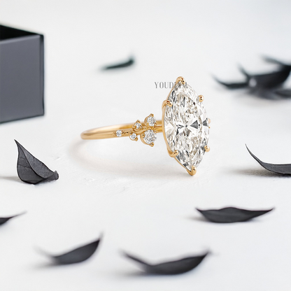 Marquise Lab Diamond with Accent Diamonds Ring - YDJLR23