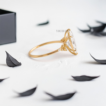 Marquise Lab Diamond with Accent Diamonds Ring - YDJLR23