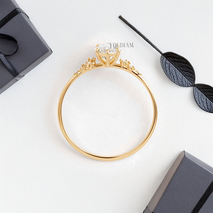 Marquise Lab Diamond with Accent Diamonds Ring - YDJLR23