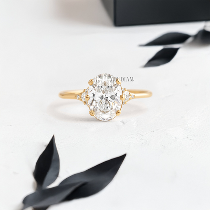 Oval Lab Diamond in Closed Basket Ring - YDJLR05