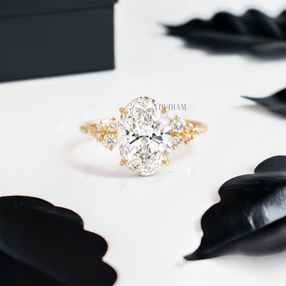 Oval Lab Diamond with Accent Diamonds Ring - YDJLR06