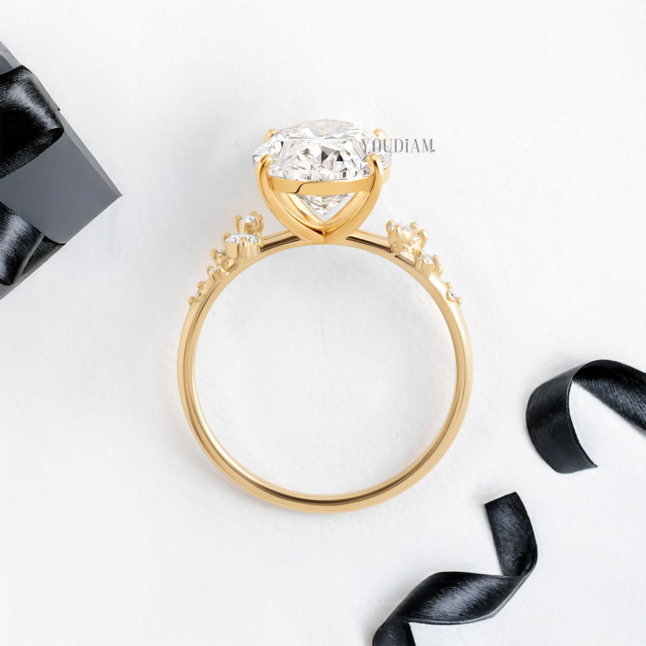 Oval Lab Diamond with Accent Diamonds Ring - YDJLR06