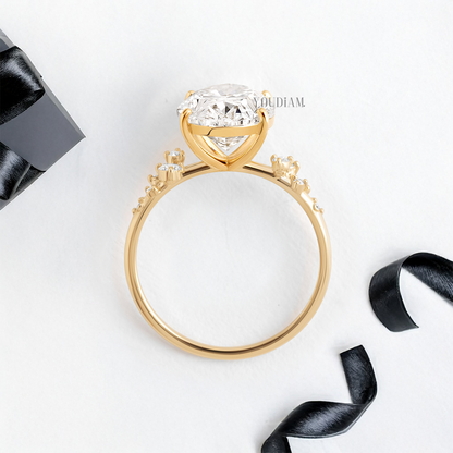 Oval Lab Diamond with Accent Diamonds Ring - YDJLR06