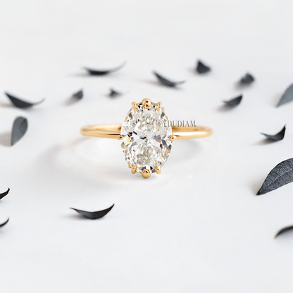 Oval Lab Diamond with Eight-Prongs with Sweep Diamonds Ring - YDJLR11