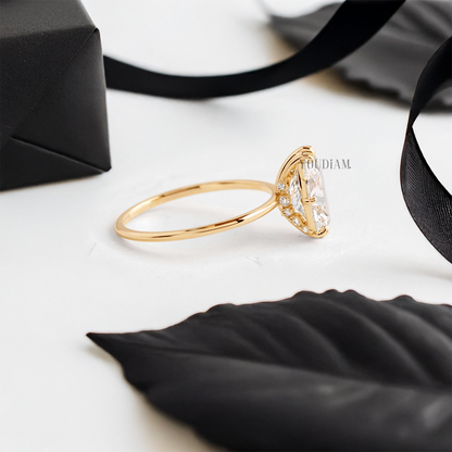 Oval Lab Diamond with Eight-Prongs with Sweep Diamonds Ring - YDJLR11