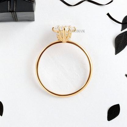 Oval Lab Diamond with Eight-Prongs with Sweep Diamonds Ring - YDJLR11