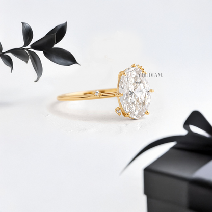 Oval Lab Diamond with Scattered Accent Diamonds Ring - YDJLR22