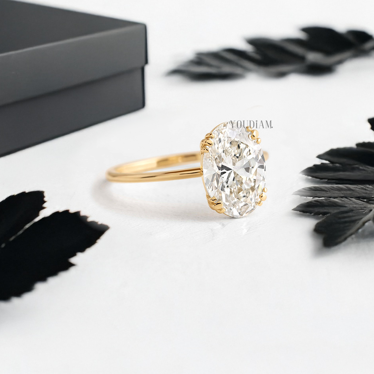 Oval Lab Diamond with Trio-Prongs Ring - YDJLR33