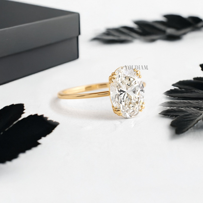 Oval Lab Diamond with Trio-Prongs Ring - YDJLR33