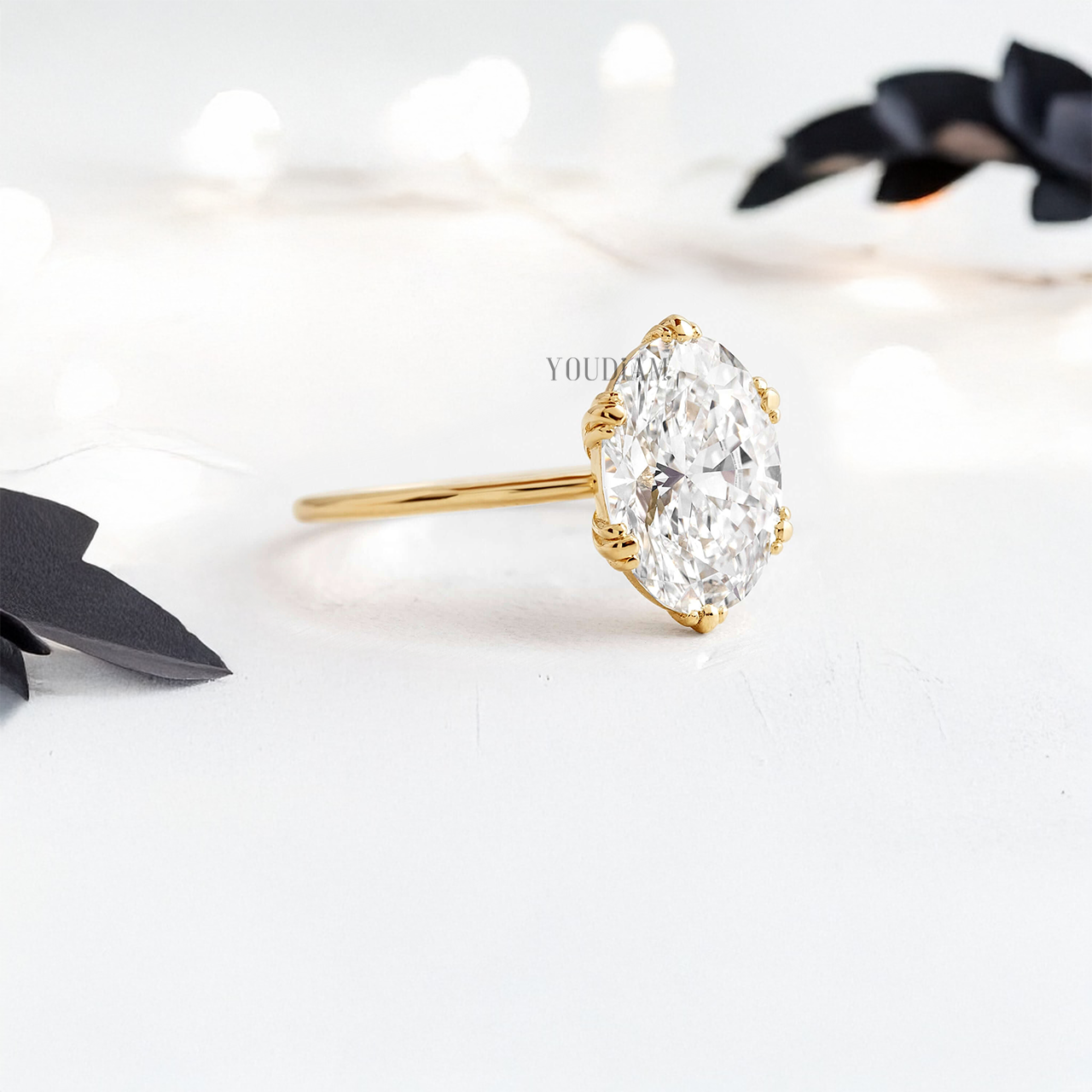 Oval Lab Diamond with Six Trio-Prongs Ring - YDJLR18