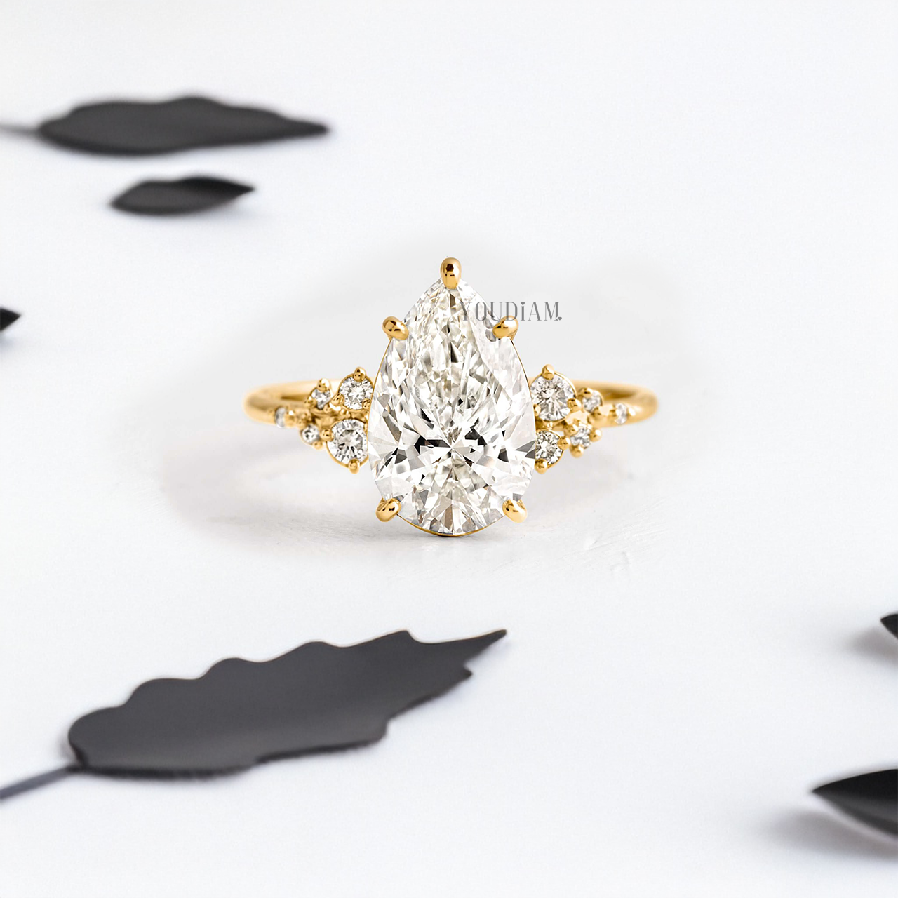Pear Lab Diamond with Accent Diamonds Ring - YDJLR27