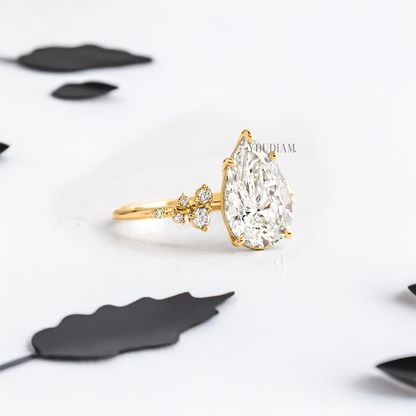Pear Lab Diamond with Accent Diamonds Ring - YDJLR27