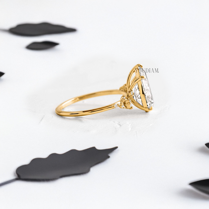 Pear Lab Diamond with Accent Diamonds Ring - YDJLR27