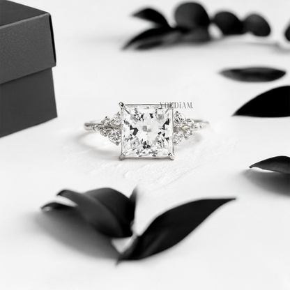 Princess Lab Diamond with Accent Diamonds Ring - YDJLR35