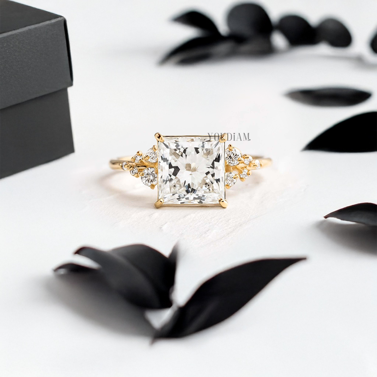 Princess Lab Diamond with Accent Diamonds Ring - YDJLR35