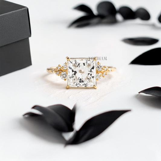 Princess Lab Diamond with Accent Diamonds Ring - YDJLR35