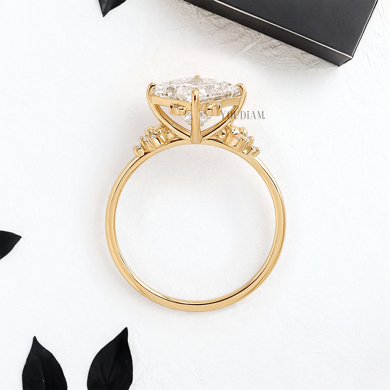 Princess Lab Diamond with Lovely Accent Diamonds Ring - YDJLR03