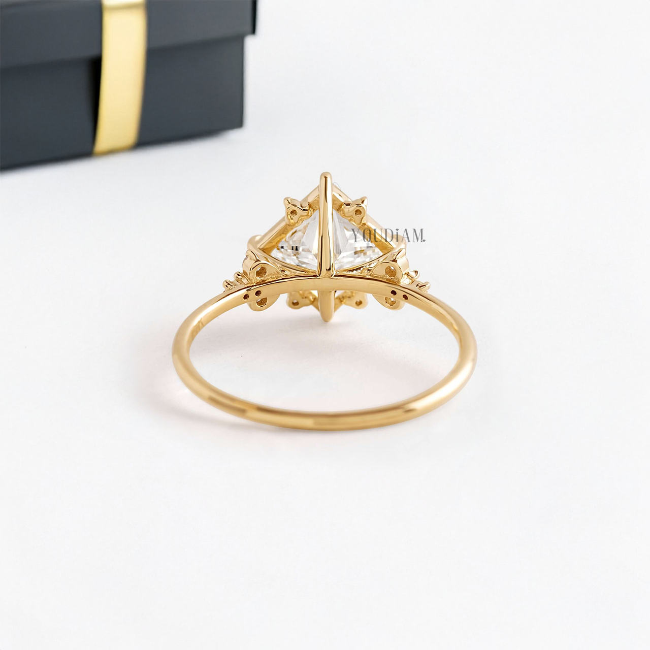 Princess Lab Diamond with Lovely Accent Diamonds Ring - YDJLR03