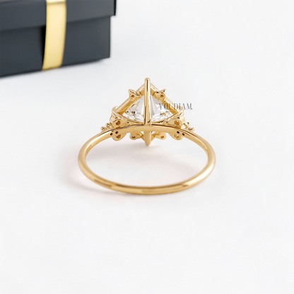 Princess Lab Diamond with Lovely Accent Diamonds Ring - YDJLR03